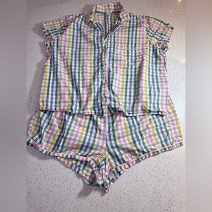 J. Crew Rainbow Stripe Cotton Pajama Set 2x